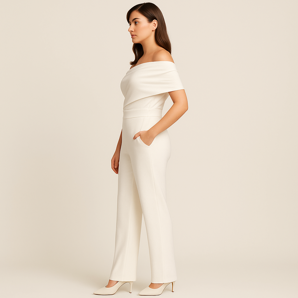 White One-Shoulder Wide Leg Jumpsuit