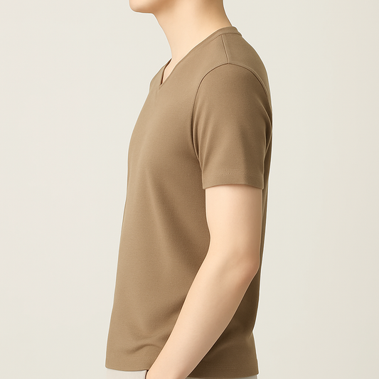Men’s Taupe V-Neck Stretch T-Shirt
