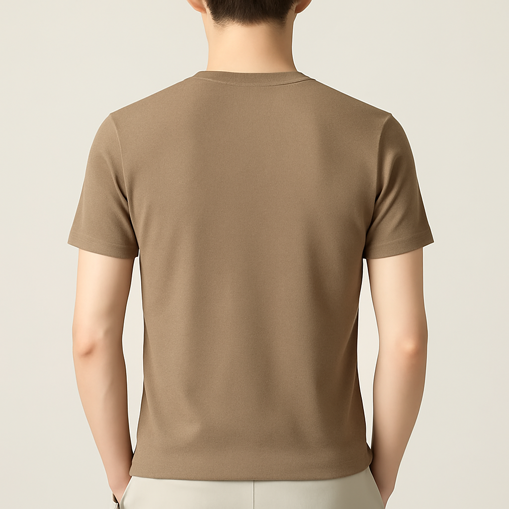 Men’s Taupe V-Neck Stretch T-Shirt