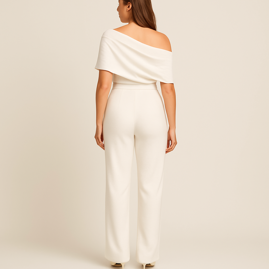 White One-Shoulder Wide Leg Jumpsuit