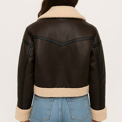 Women’s Faux Leather Shearling Aviator Jacket